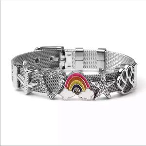 Rainbow heart plane ride silver fashion bracelet